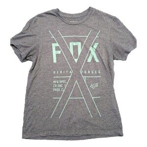 Fox Racing Y2K  Women's Fitted Tshirt Small Gray Green Graphic Light